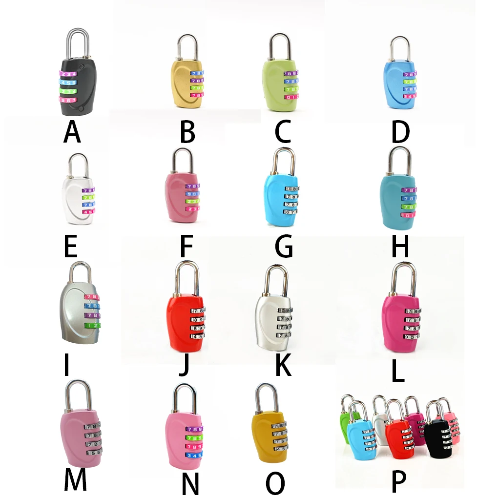 Office 4-digit Combination Lock Camping Suitcase Drawer Cabinet Padlock Security Accessories Silver/Colorful keys