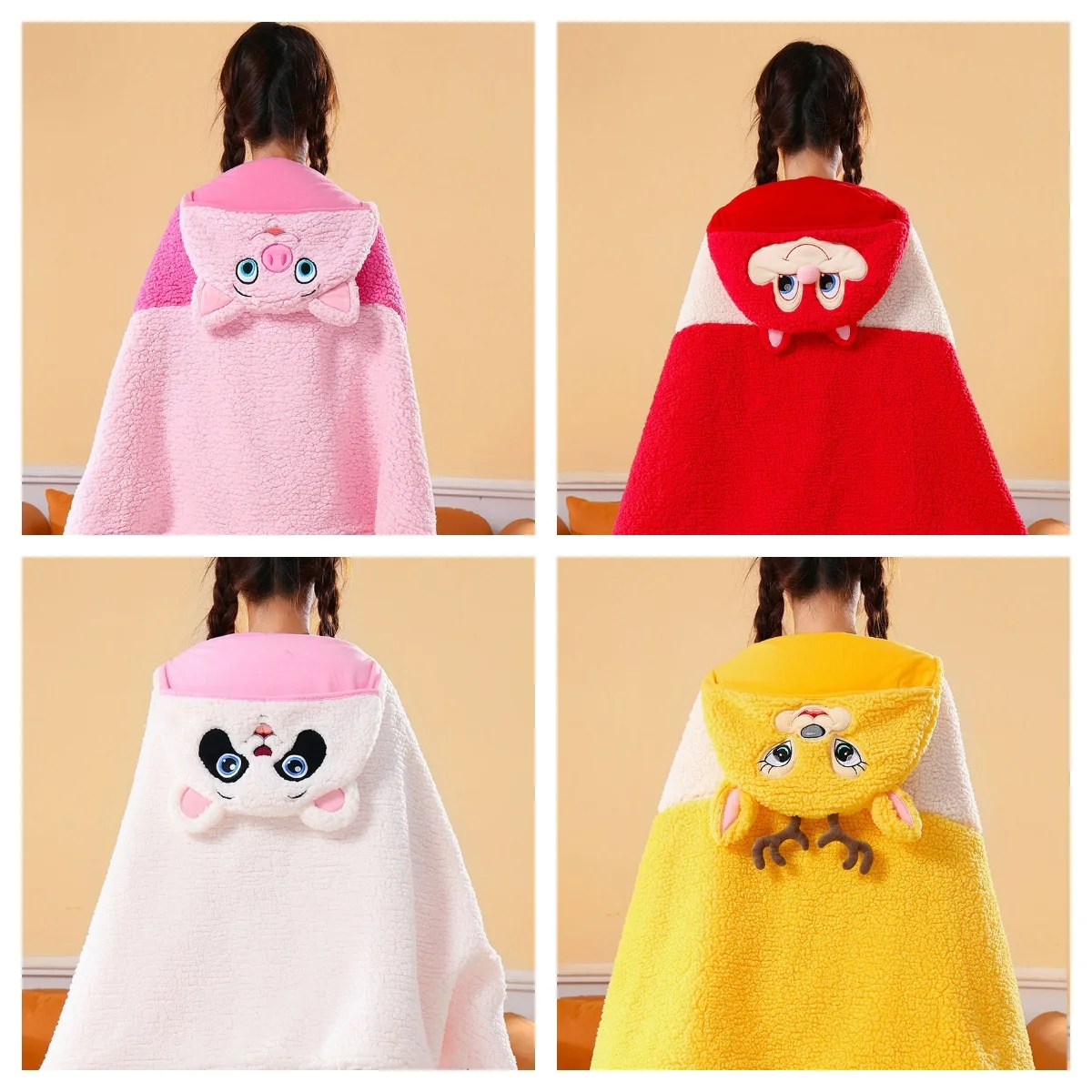 Hoodie Wearable Hooded Blanket, Soft Snuggle Wrap Cape Throw, Fleece Soft Shawl Wrap Nap Comfort Even Multiple 85 cm x 150 cm
