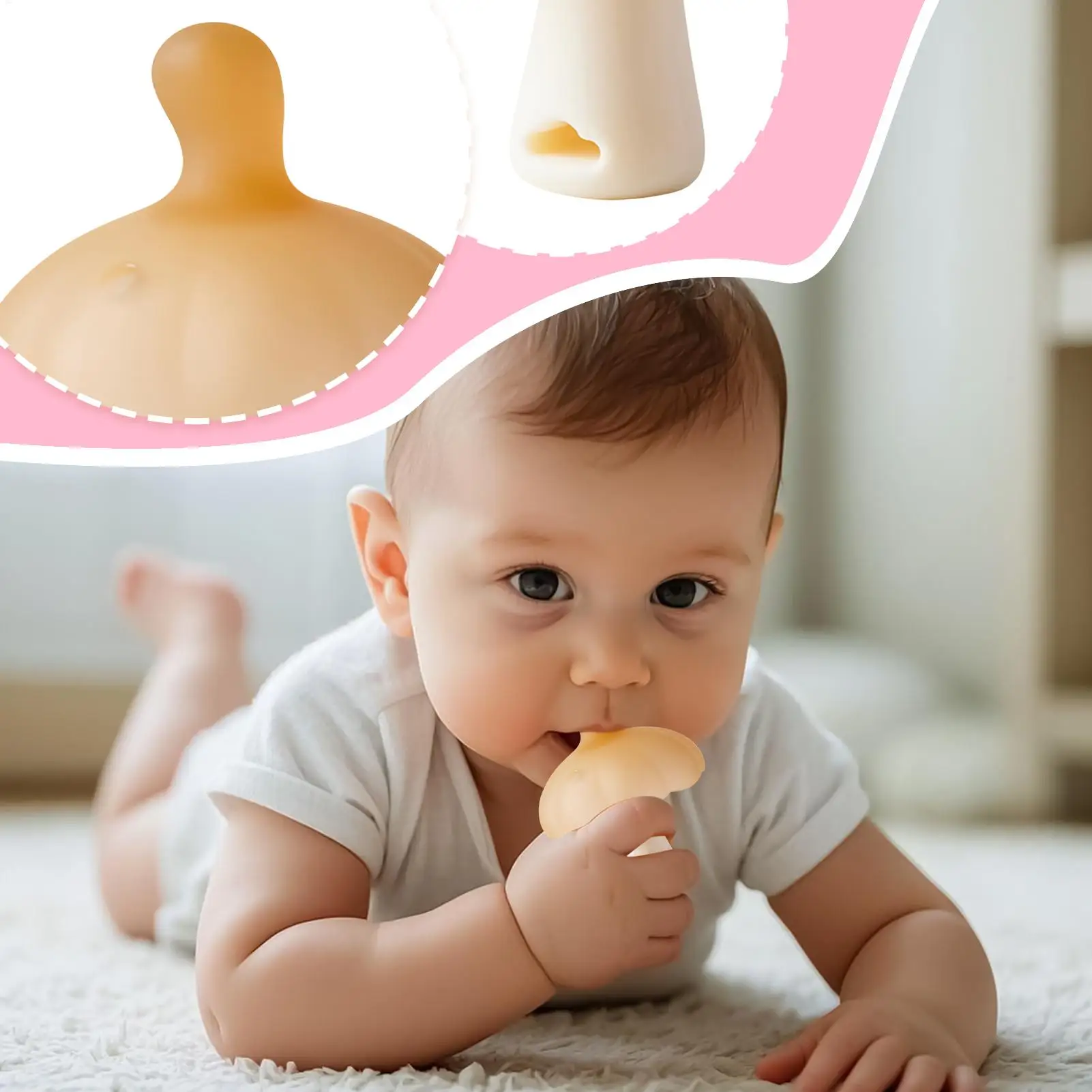 

Baby Teething Toys Mushroom Shape Silicone Teethers Developmental Sensory Soft Pacifier With Adjustable Strap For Tooth Kids Boy