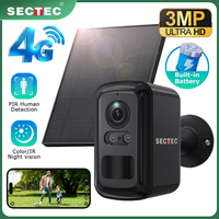 SECTEC 3MP Battery Camera 4G Solar Security Camera Outdoor Wireless WiFi with Solar panel Color Night Vision PIR Human Detection