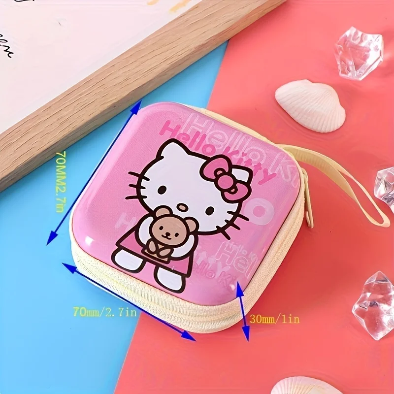 Hello Kitty Metal Paper Clip Holders 1pc Cute Cartoon Coin Purse Storage Bag with Desktop Supplies Sorting Feature