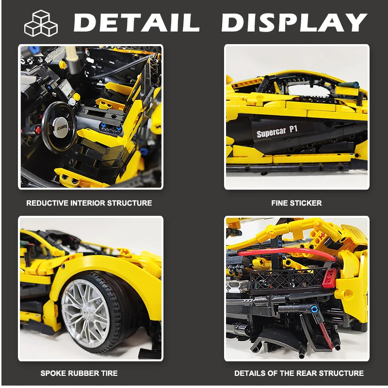 وحدات بناء طراز P1 لسيارات السباق الفائقة للأطفال ، مجموعة التجميع ، ديكورات سطح المكتب ، الطوب البلاستيكي التقني ، اللعب كهدايا ، الحجم #6