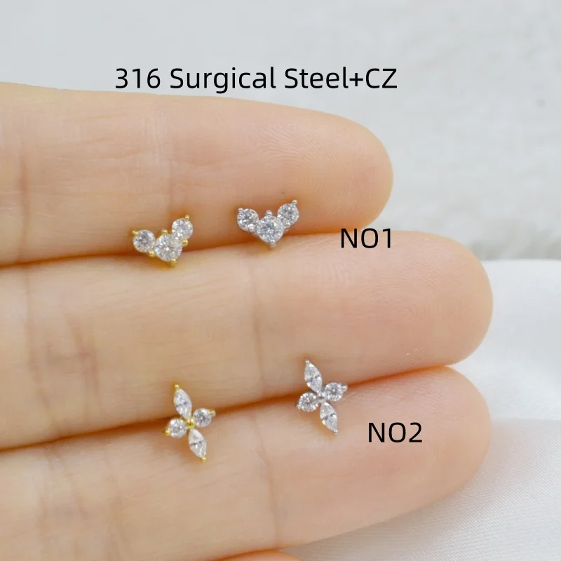 

20pcs/Lot Body Jewelry 16G CZ Gems Surgical Steel Lip Bar piercing Labret ring Ear Helix Cartilage Stud