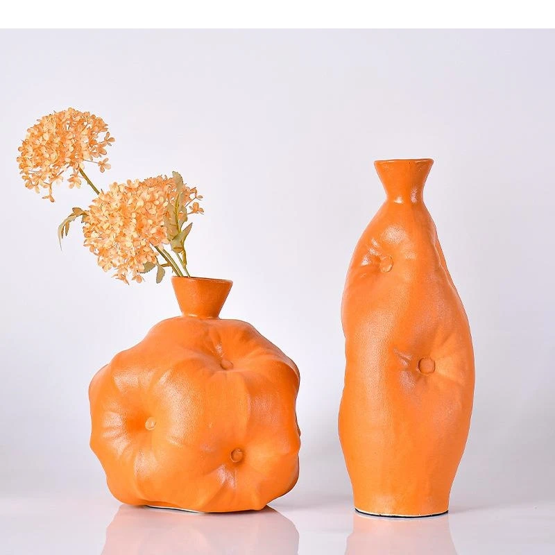 Cotton Pumpkin Shape Ceramic Vase Desk Decoration Modern Decor Floral Vases Flowers Pots Decorative Flower Arrangement