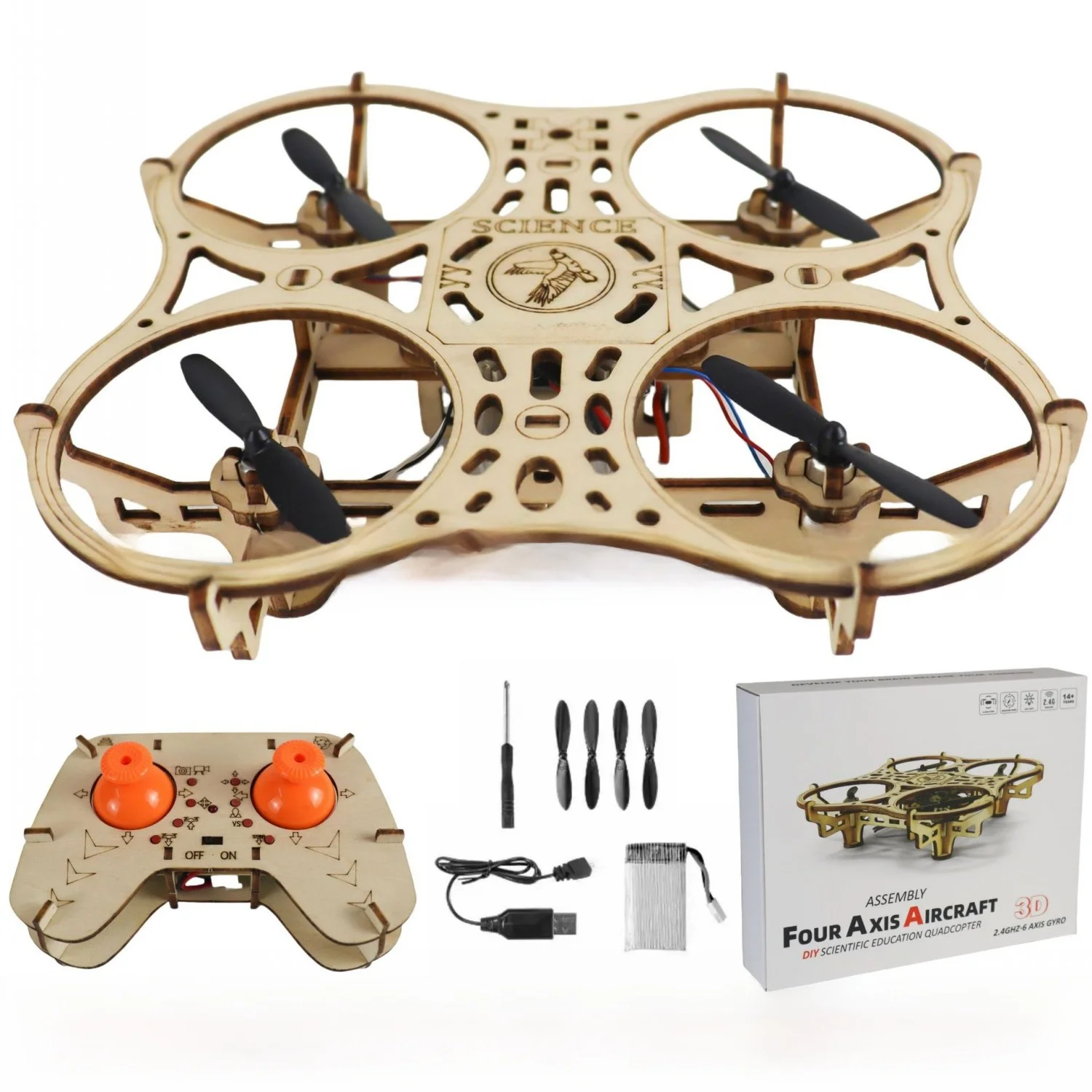 

DIY Wooden Assembly Quaopter Drone Remote Control Toy for Children Aged 6-2 Metal Toys Suitable for Girls And Boys