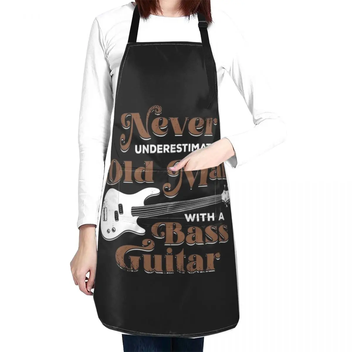 Old Man Bass Player Guitar Musician Bassist Gift Apron Kitchen Women painters Apron