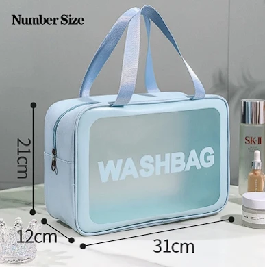 Bolsa de lavagem transparente de grande capacidade feminina, impermeável, portátil, viagem, maquiagem