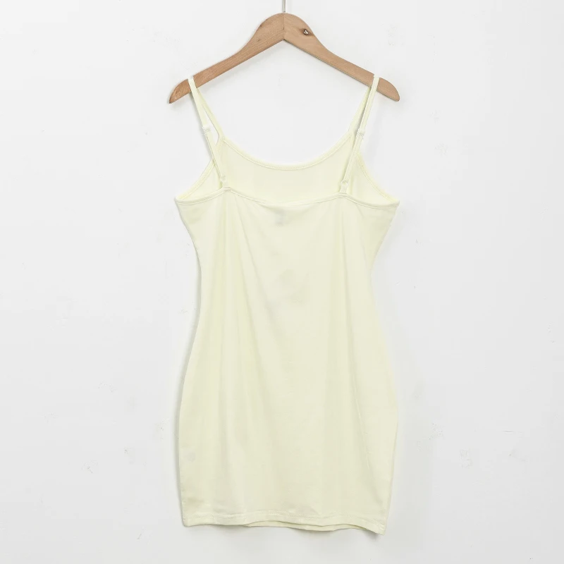 Baumwoll-Spaghettiträgerkleid Damen Basic Schlankes Ärmelloses Minikleid – Detail 17