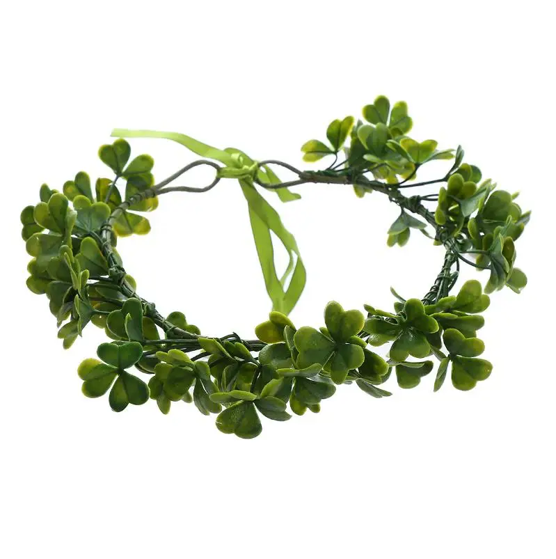 

12pcs St. Patrick's Day Headbands Green Shamrock Clover Garland Wreathes Irish Party Favor