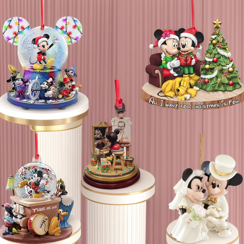 2D Disney Mickey & Minnie Mouse Xmas Tree Hanging Ornament Christmas Party Decoration Perfect Children's Gift Home Holiday Decor