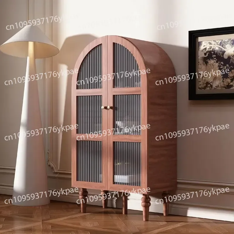 Solid Wood Oak Living Room Side Cabinet Multifunctional Wall Mounted Locker Household Furniture 5 + Drawer/Shelf Hinged Door