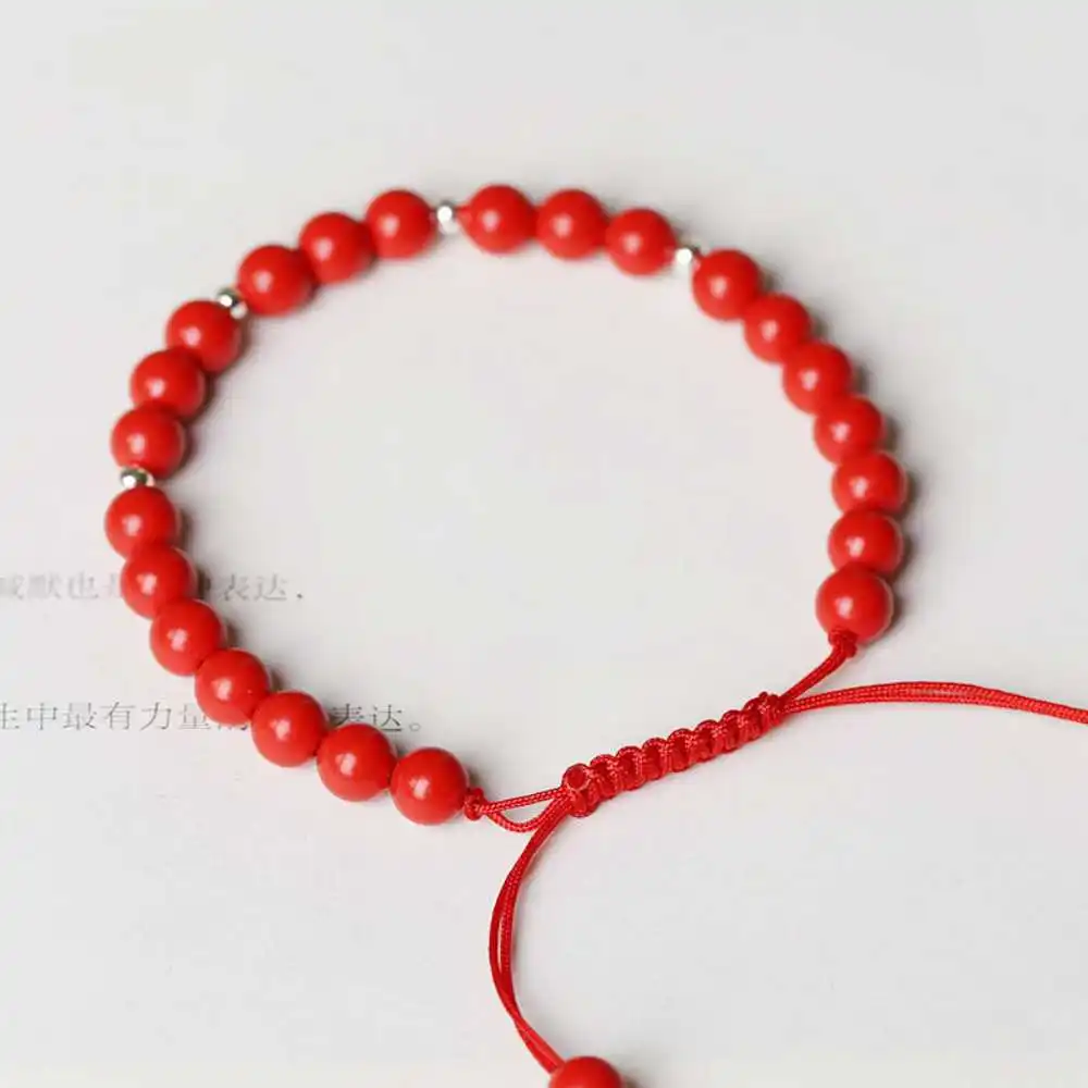 

6MM Natural Red Agate Cinnabar Compile Beads Bracelet Yoga Meditation Cuff Classic Prayer Energy Healing Restore Men