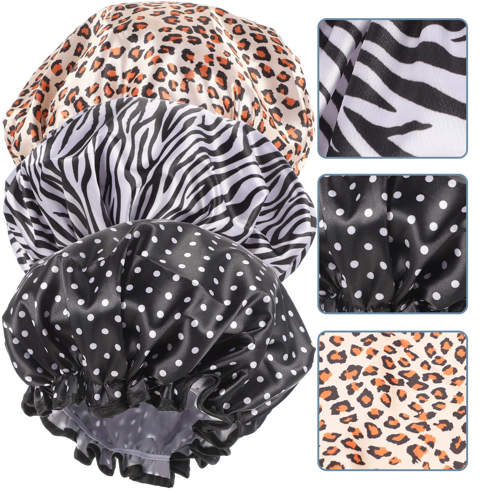 

3Pcs Compact Shower Hat Wear-Resistant Women Cap for Hair Tidiness during Sleep and Shower Sleep Hat Home Accessory