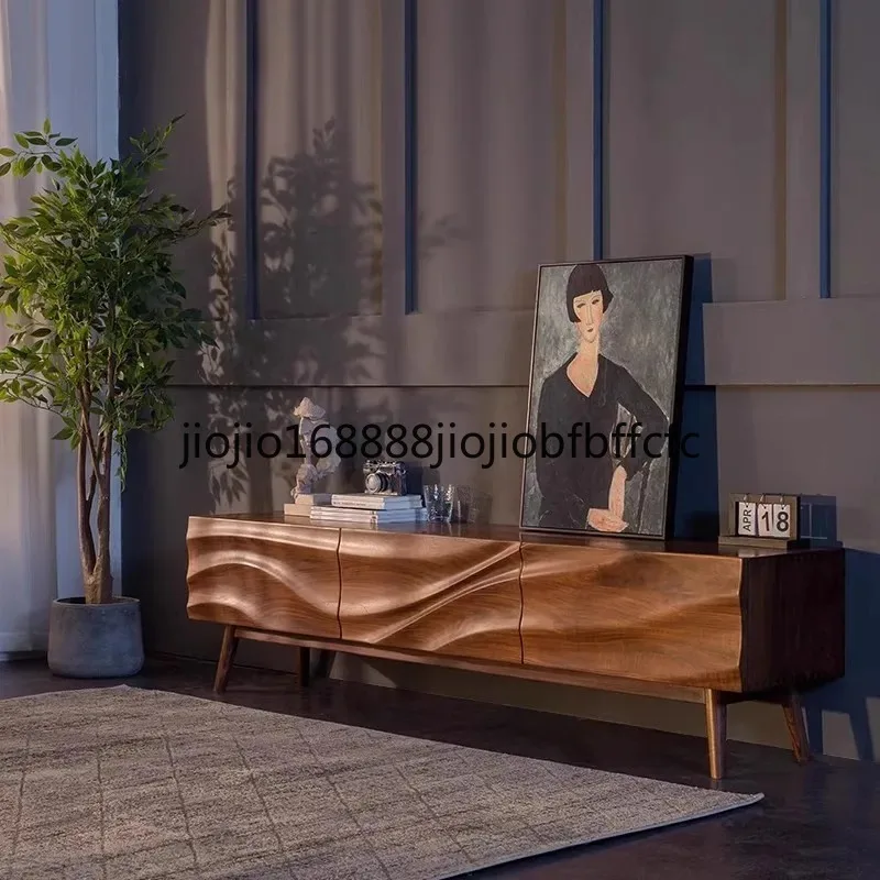 Suitable for Nordic retro TV cabinet household living room storage wave TV cabinet