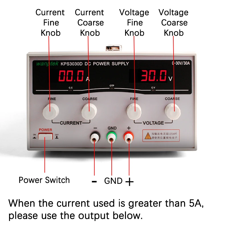 

Wanptek KPS3050D Variable DC Bench Power Supply 30V 50A High Power 3 Digital LED Switching Laboratory Test 1500W