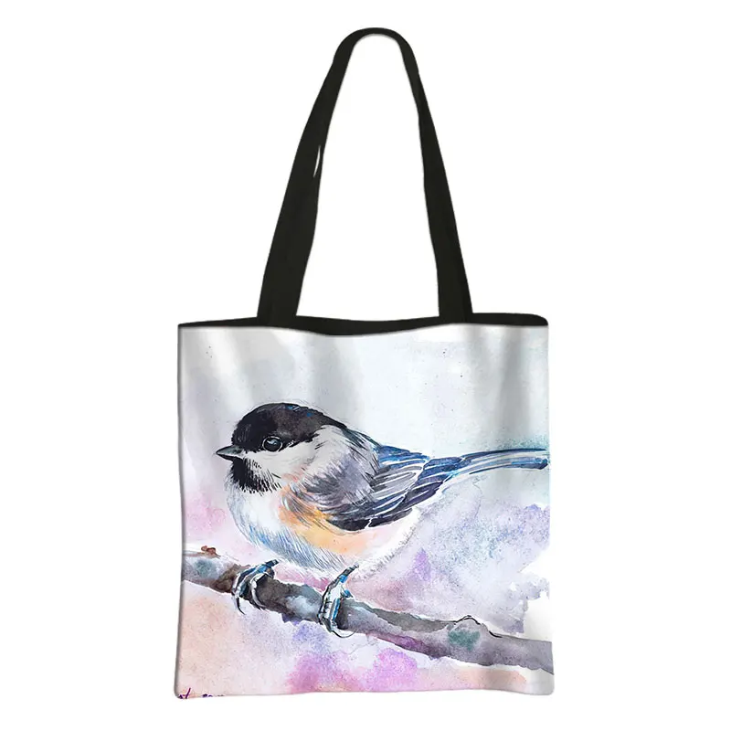 Cute Birds Goldfinch / Blue Tit / Marsh Tit Print Casual Totes Bag Coal Tit Women Handbags Large Capacity Shoulder Shopping Bag