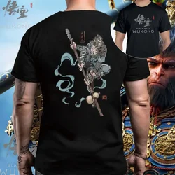 Black Myth Wukong Graphic Print Man T-Shrit Koszulka z krótkim rękawem Chińska nowość Mitologia Gra Wyprzedaż Potwór Tshirt Gracz Topy