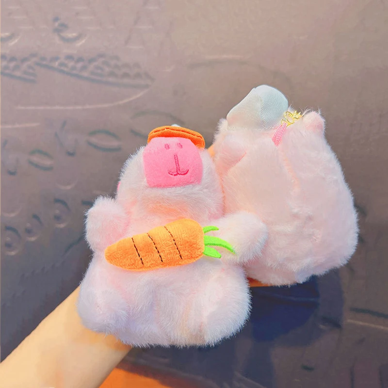 Embracing Carrots Capybara Plush Toys Bag Pendant Keychain Gift Fluffty Doll Backpack Decor