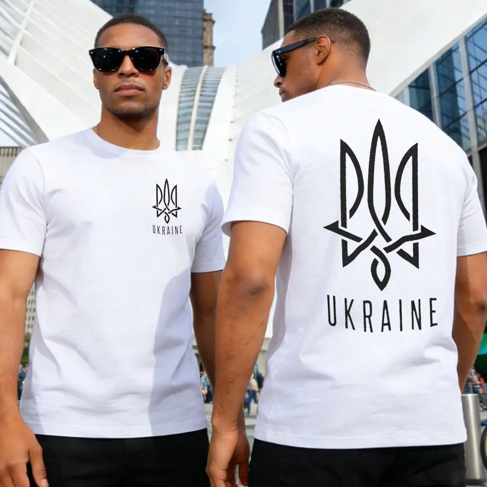 

Футболка с двусторонним принтом и флагом Украины, патриотическая хлопковая футболка для мужчин и женщин, украинская национальная гордость, повседневная уличная одежда, подарок