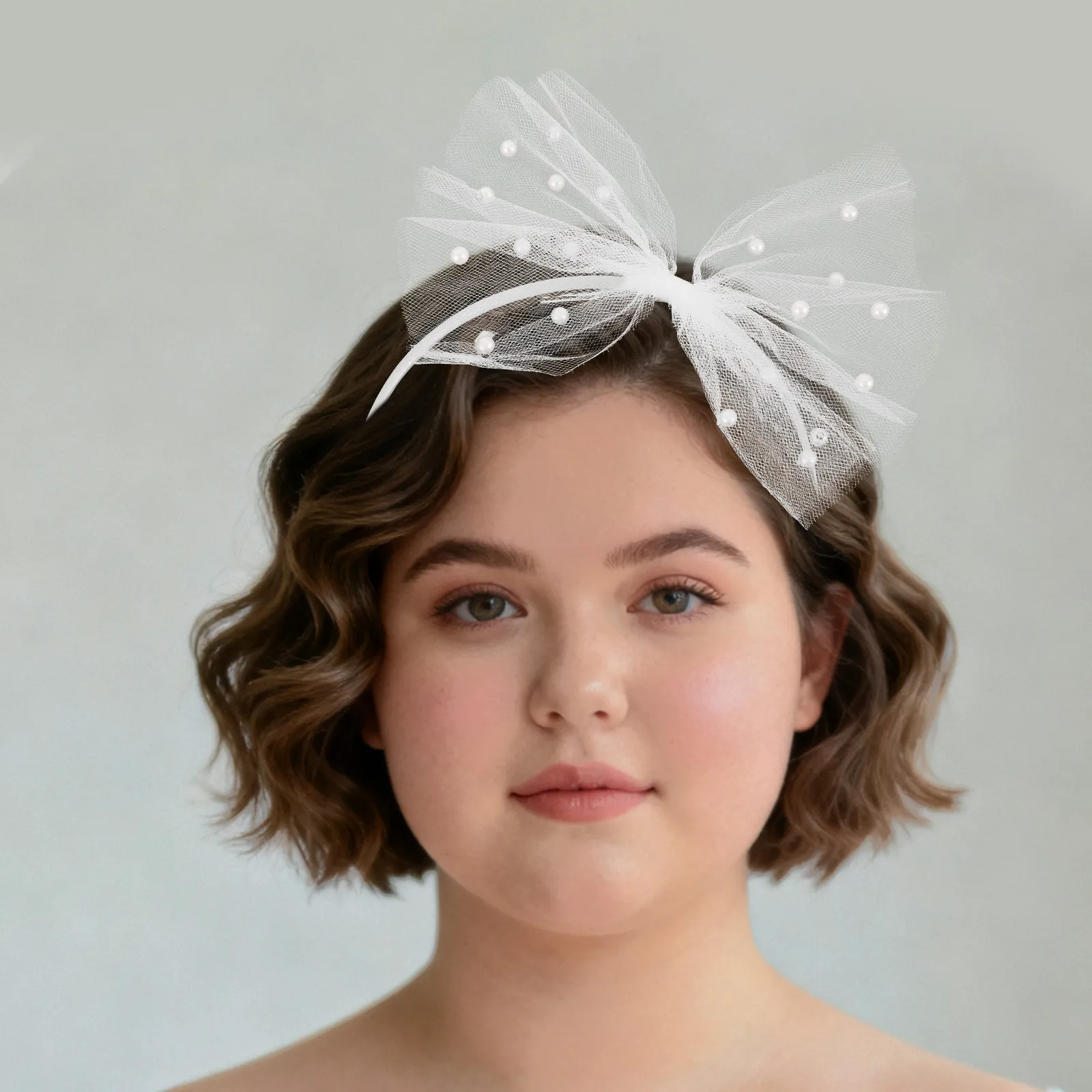 Party Bowknot Headband Women Tulle Bead Embellished Wide Bow Hairband Bridal Festival Holiday Hair Accessories