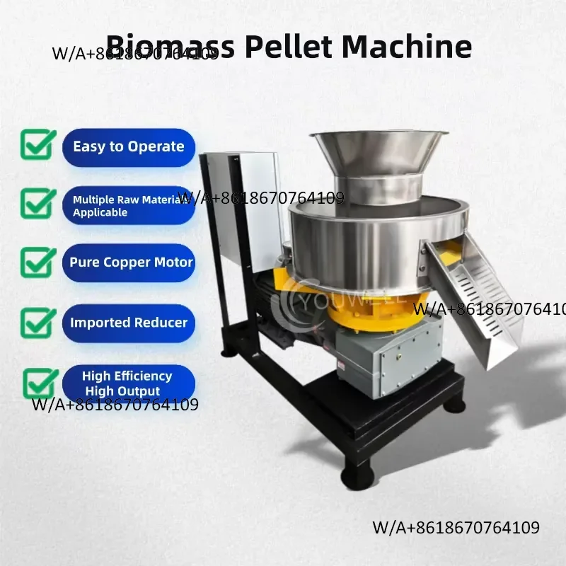 High Efficiency 1T/H Industrial Gearbox Reducer Ring Die Biomass Wood Pellet Mill Machine for Sawdust Fuel Pelletizing Use