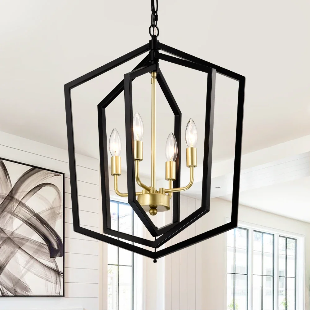 Modern Metal Industrial  Chandeliers for Farmhouse Entryway Living Room 4-Light Kitchen Chandelier Light Fixture Home Decor