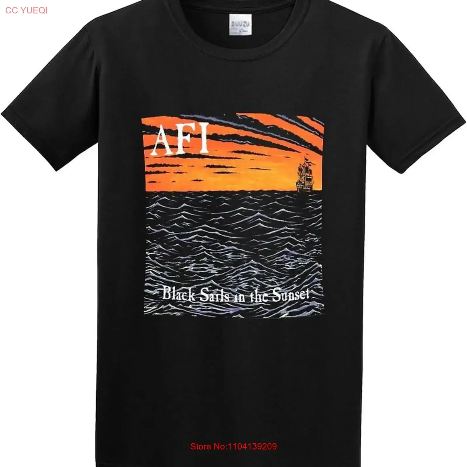 Fashion Men's T Shirt AFI Sails in The Sunset Album Cover Crew Neck Tops Bla vintage Washed Soft Comfortable