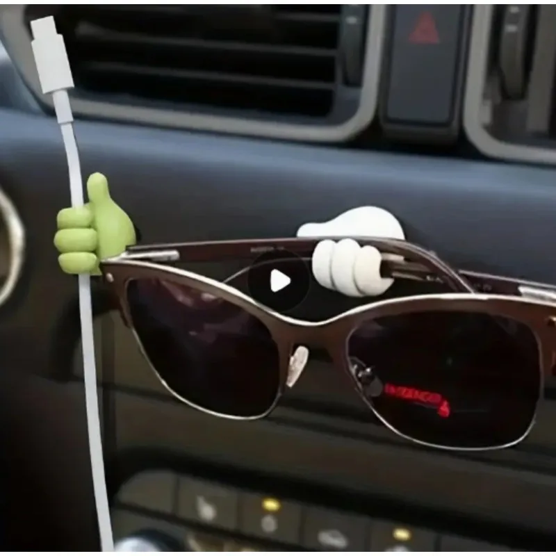 5pcs Hand shaped rubber hook - car interior decoration and data cable storage fixed cable organizer, random color