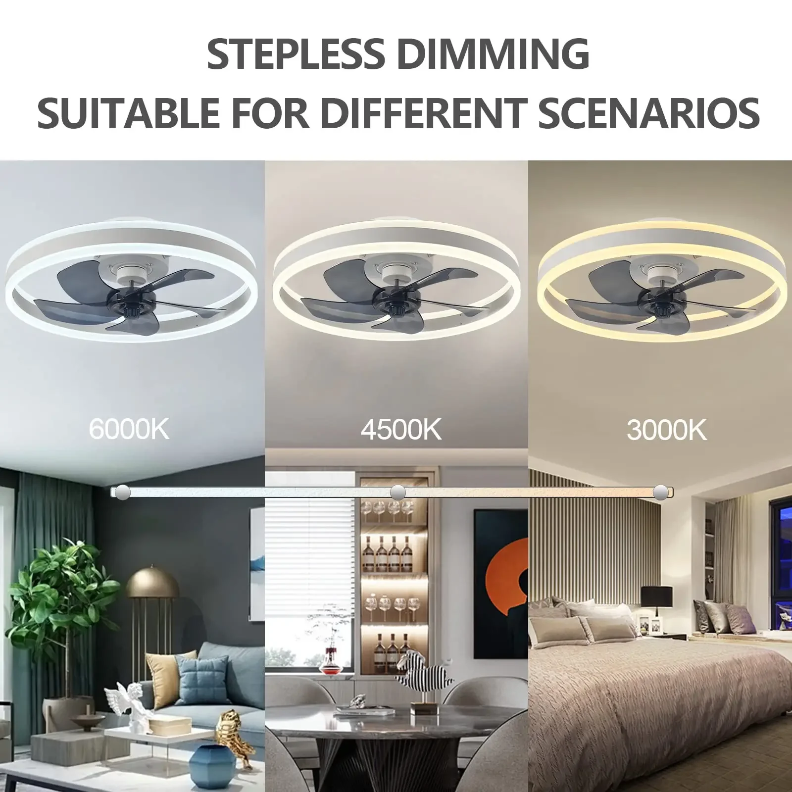 Imagem -03 - Controle Remoto Modern Led Ventilador de Teto com Luz Piso Baixo Loft dc Motor 6-velocidade Timing Home Decorativa 50cm