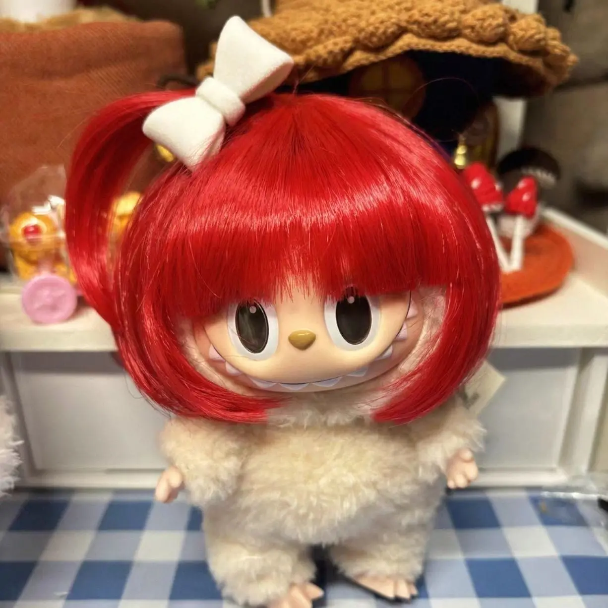 

Аксессуары для одежды для кукол Labubu 15/17 см Gen 1-3, аксессуары для волос, милый шерстяной вьющийся парик, коллекция афро-причесок