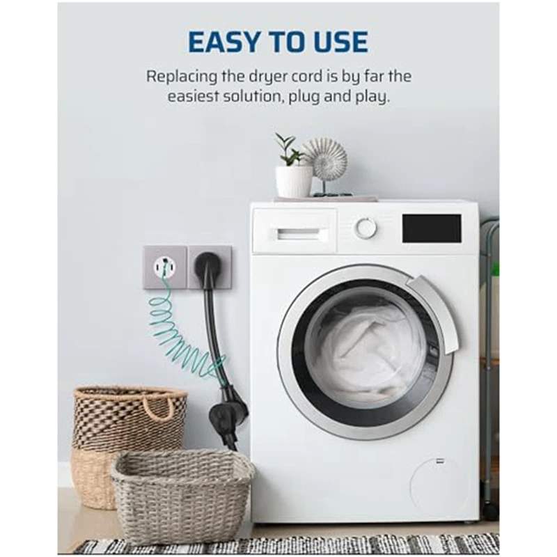 Adaptateur de prise de sèche-linge, prise 10-30P vers prise d'occupation 30R, sèche-linge 4P vers vieille maison 3P, fil de connecteur 10AWG, prise US Duraby-A