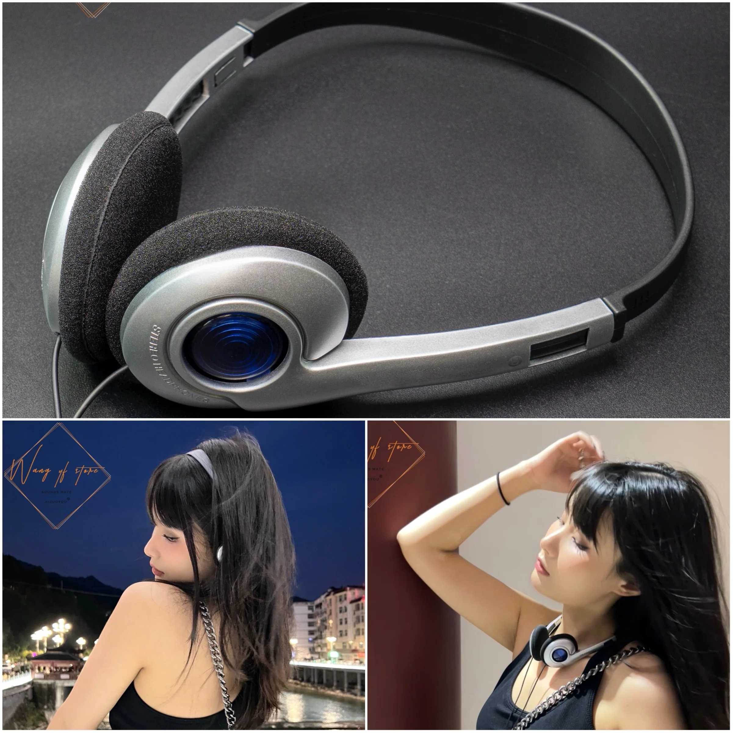 Fashion Headset Classic For Panasonic Sony CD Walkman Headphone Micphone Wired Short-Term HIFI Small Head-Mounted Japanese Style