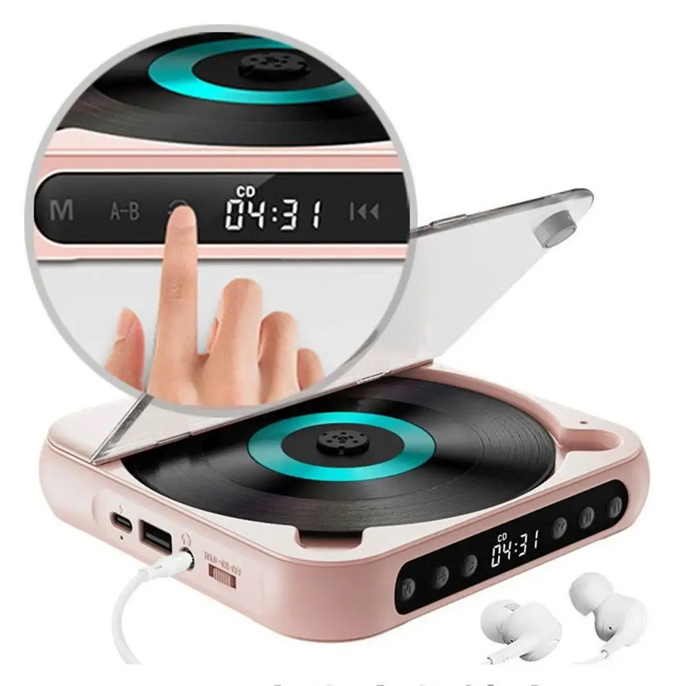 Portable Bluetooth CD Player – Hi-Fi Sound,heavy Bass, Rechargeable Battery, Playback, & Compact Wired Lightweight & Wirele J9T6