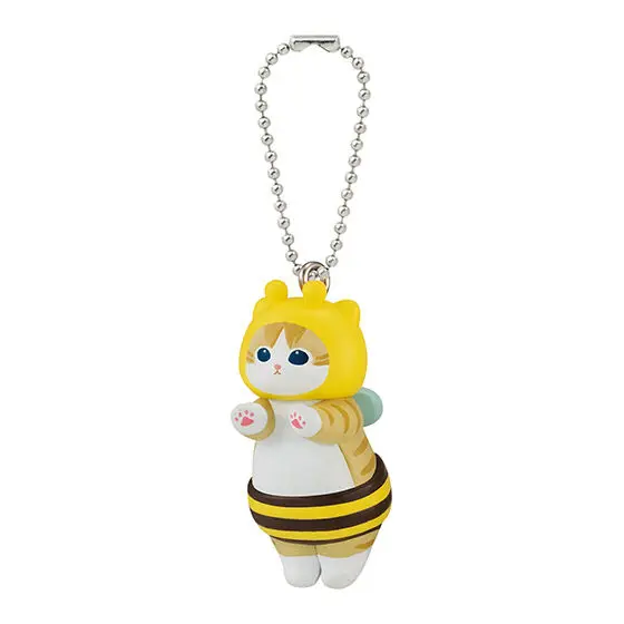Mofusand HachiNyan Swing, Bee Cat Charms, PVC Figurines with Ball Chain, Gashapon Toy