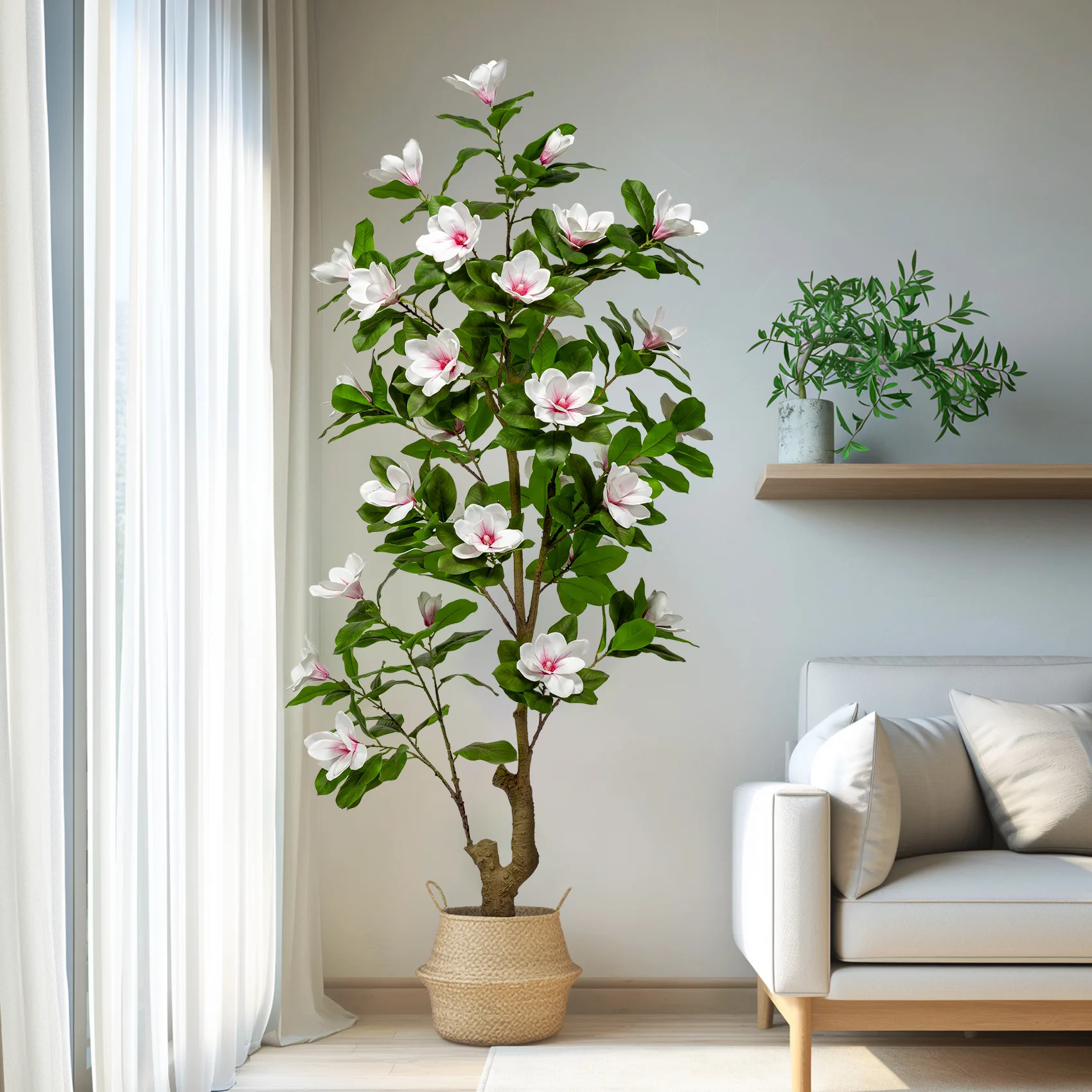 

Advanced simulation green plant magnolia tree fake tree potted plant indoor living room large floor-to-ceiling bionic plant