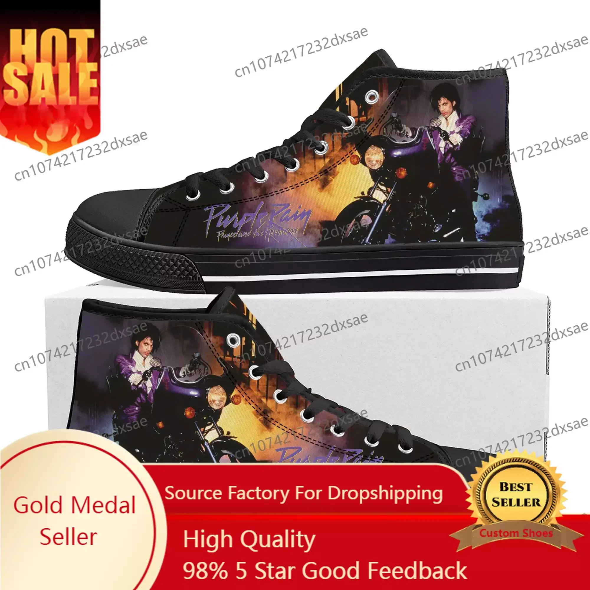 

Music Singer Prince Rogers Nelson Purple Rain Men Women Breathable Sneakers Casual Cloth 3D Print High Top Canvas Fashion Shoes