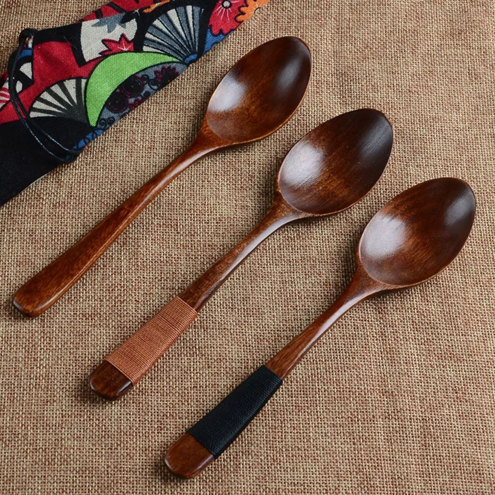 

4PCS Wooden Soup Spoons For Kids Elegant Natural Wood Cooking Utensils Tableware Dining Set With Comfortable Handle
