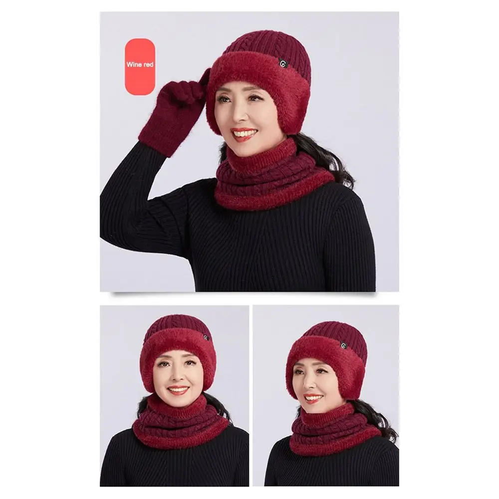 Pluche Gebreide Winter Warme Muts Gebreide Beanie Koude Bescherming Oorklep Cap Plus Fleece Winter Muts Sjaal Set Bivakmuts Masker Motorkap