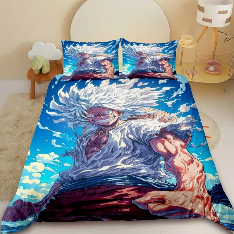

Цельный комплект постельного белья с 3D принтом Луффи для мальчика, пододеяльник, пододеяльник Queen King Size для декора спальни, подарки для подростков