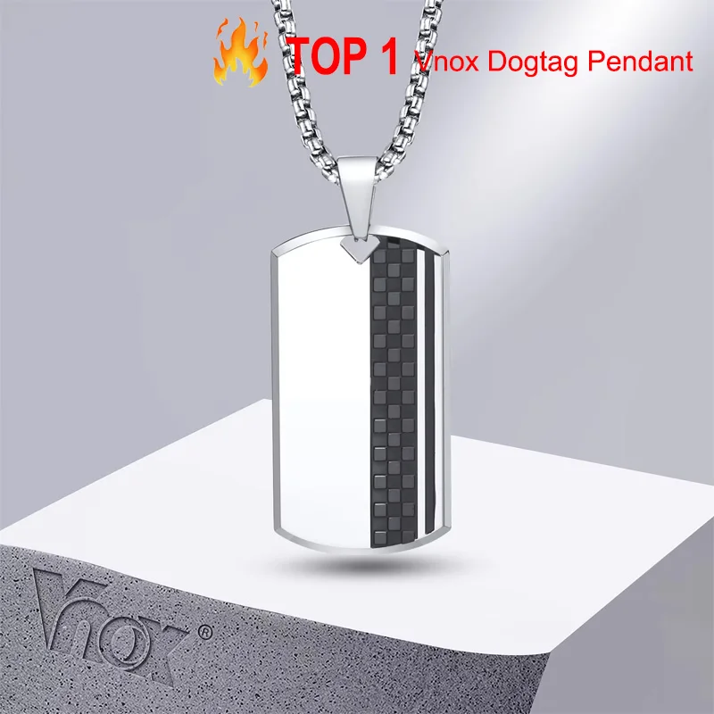 Vnox Men's Stainless Steel Dog Tag Pendant Necklace, Geometric Dogtag Necklaces Gift for Him Jewelry