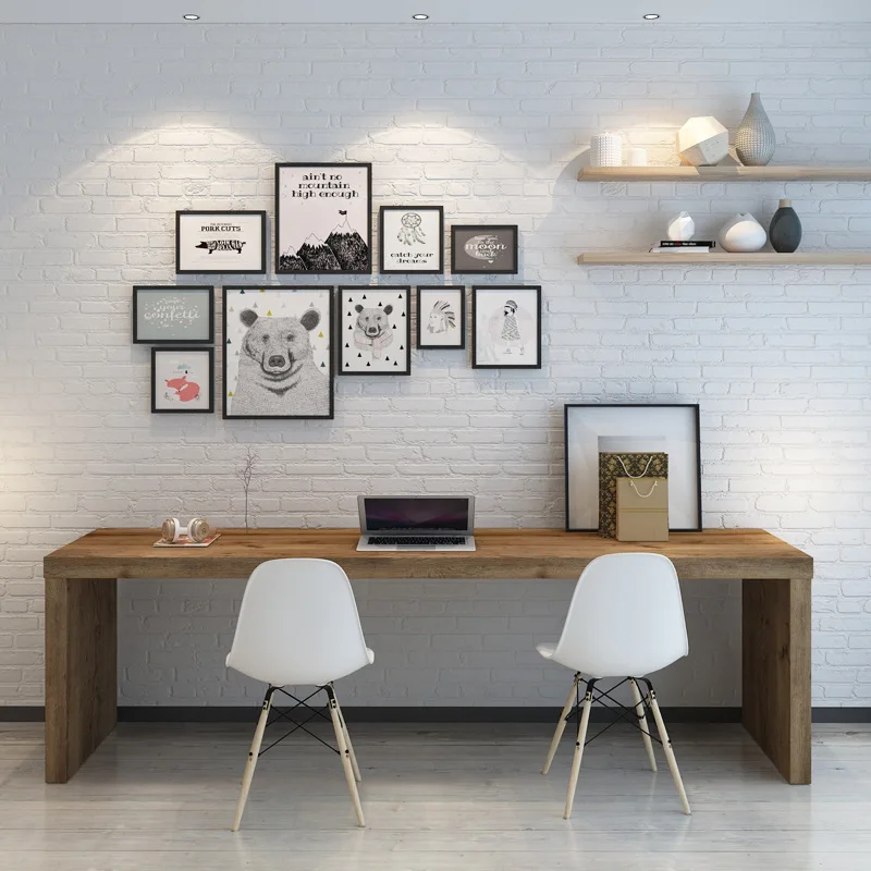 Double desk Long table Home desk Bedroom study Desktop computer Table and chair combination