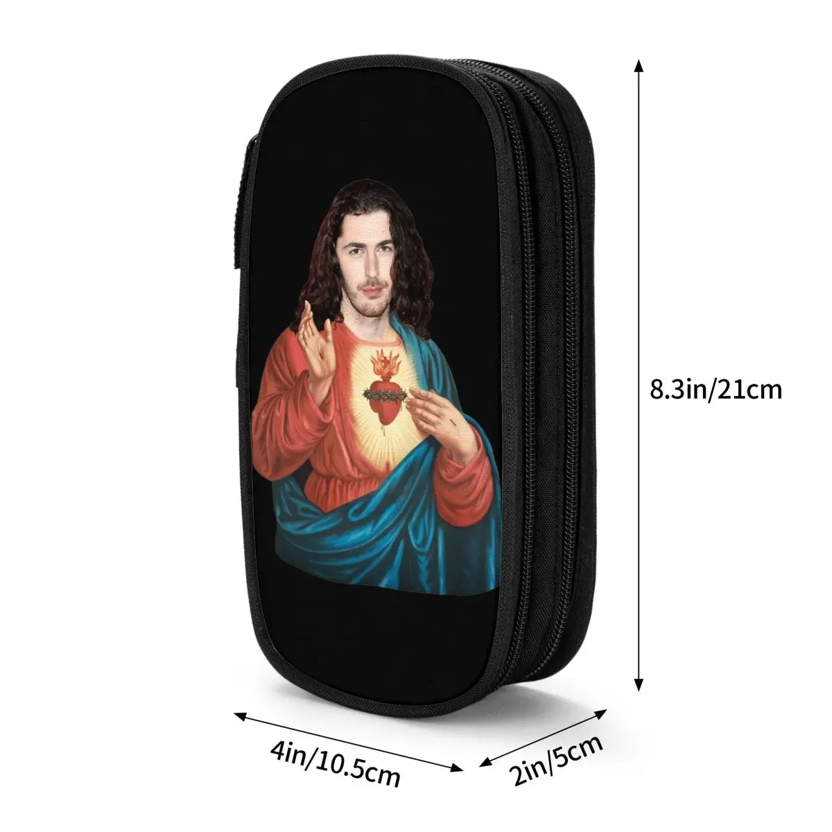 Boîte à stylos grande capacité Hozier As Jesus Funny Meme Merch, boîte à crayons double couche pour chanteur cool, trousse de maquillage pour femme, cadeau d'anniversaire