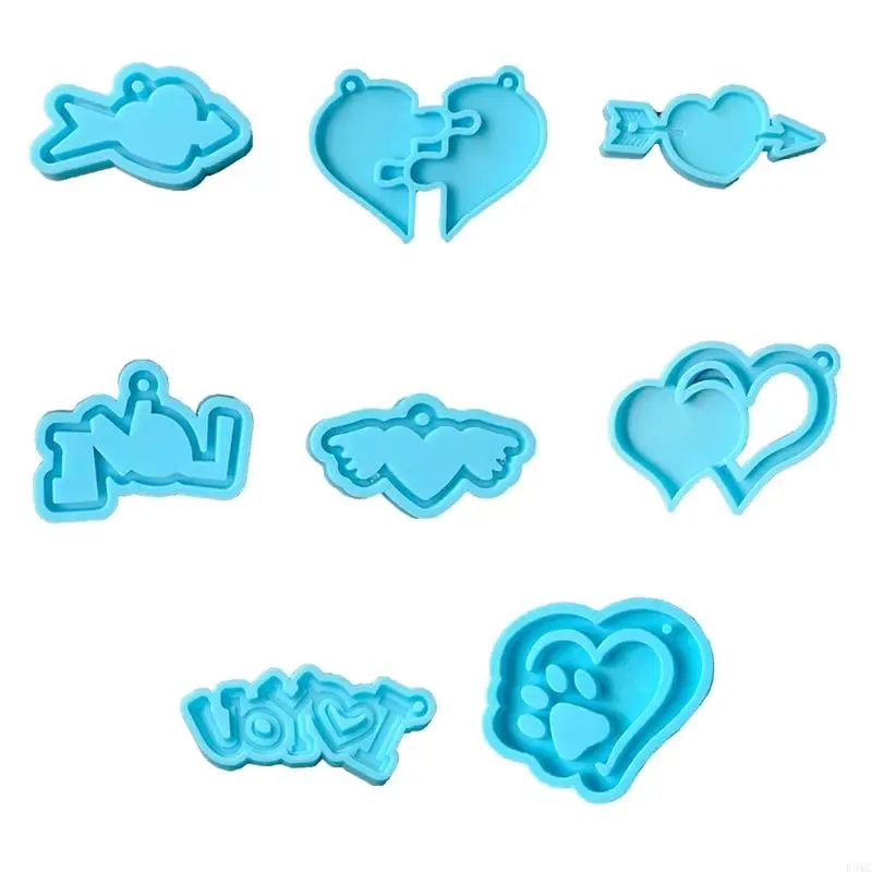 

R3MC Valentine's Day Keychain Epoxy Resin Mold Necklace Pendants Silicone Mould DIY