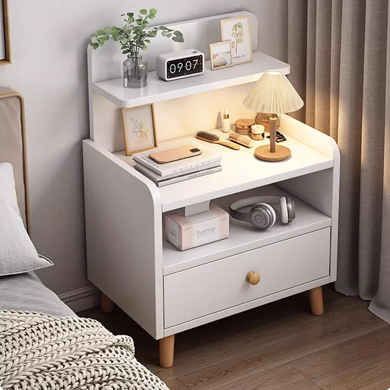 Librero Cabinets - Mesita de noche móvil para dormitorio, con cajones blancos, almacenamiento de lujo, mesa de noche moderna, muebles para el hogar