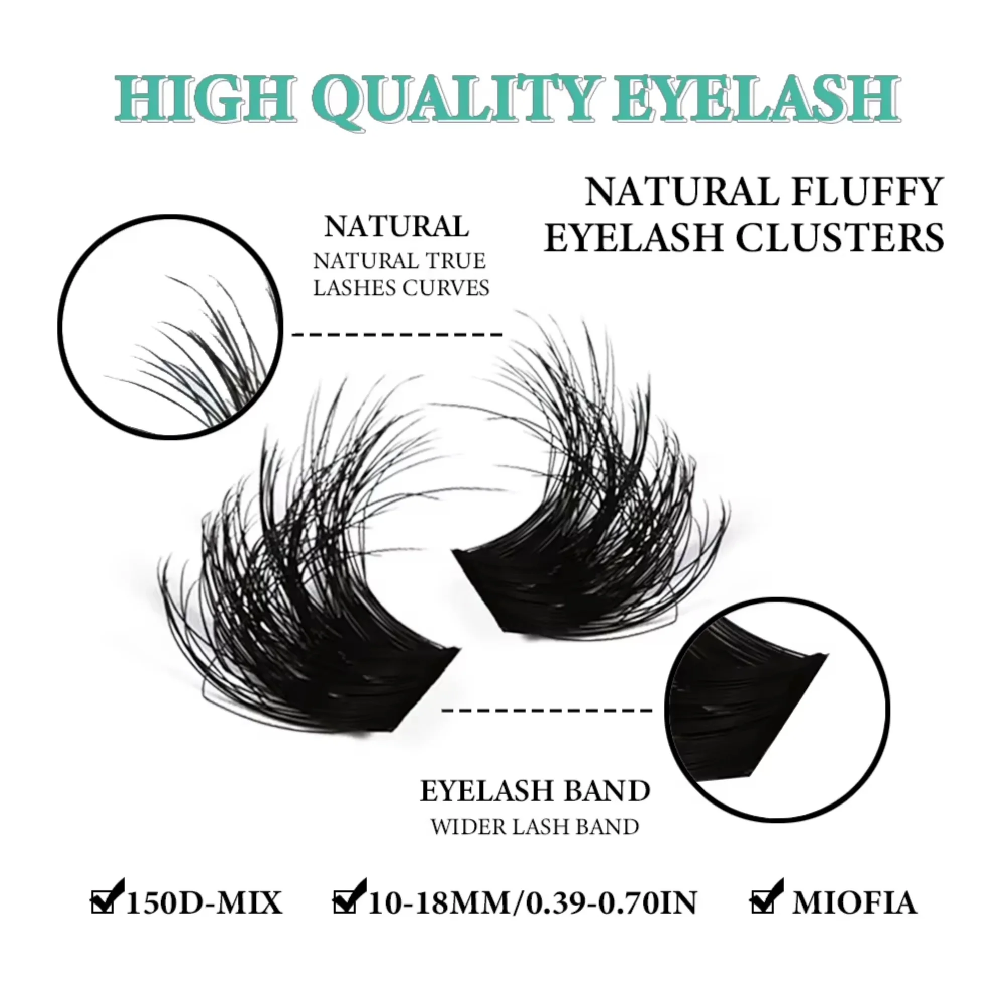 MIOFIA Wimpernbüschel 150D 100D 80D 50D Dicke Wimpern Gemischte Längen Tray Natürliche DIY Wimpernverlängerung 3D Faux Mink Lash Make-up – Detail 3