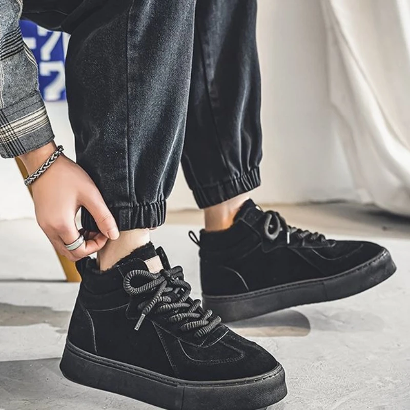 Herren-Winterstiefel im Vintage-Stil, hochgeschnitten, mit dickem Baumwollfutter und Fleece-Innenfutter, warm_voghion.com