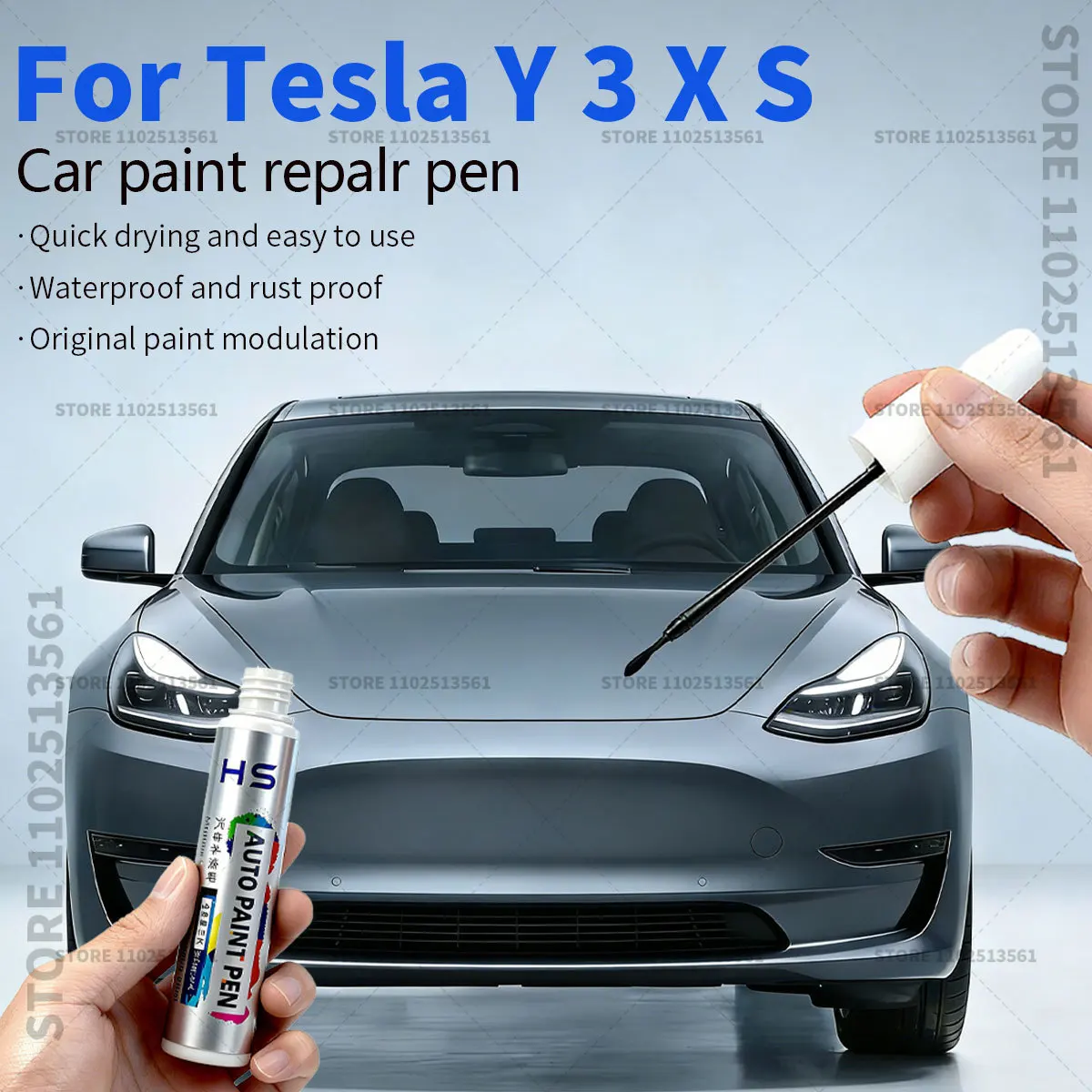 For 2012-2025 Tesla Model 3 Y X S Car Paint Repair pen Car Touch Up Pen Black White Tesla wheel paint Repair Agent Paint Repair