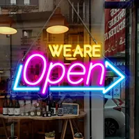 We Are Open Neon Sign Adjustable Brightness LED Neon Light Signs by USB for Window Shop Bar Salon Cafes Restaurant Pubs Decor