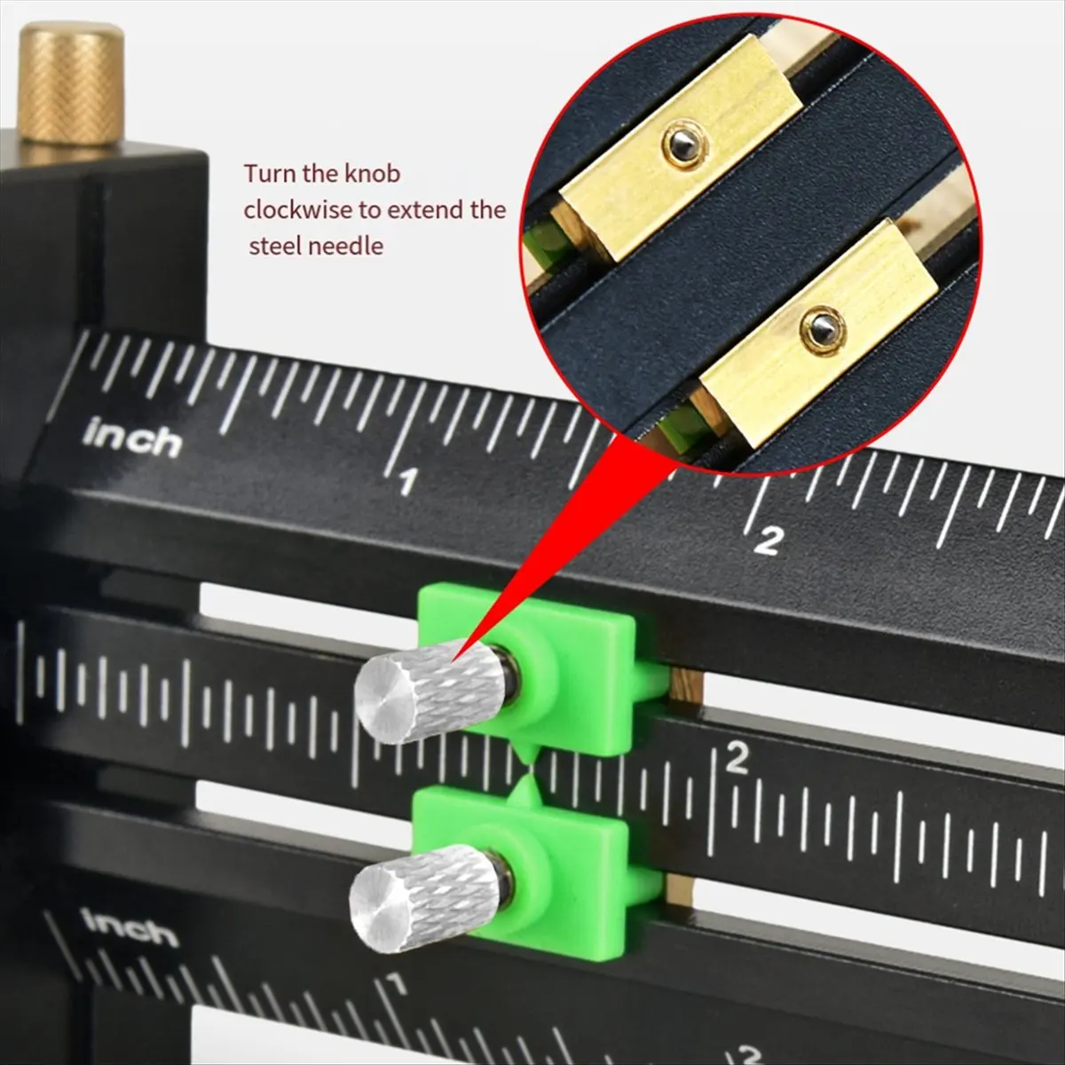 【POPULAR PICK】-Shaped Double Line Marking Ruler+Steel Needle/Parallel/Vertical Marking Ruler Hole Scribe Marking Mark Ruler Inch