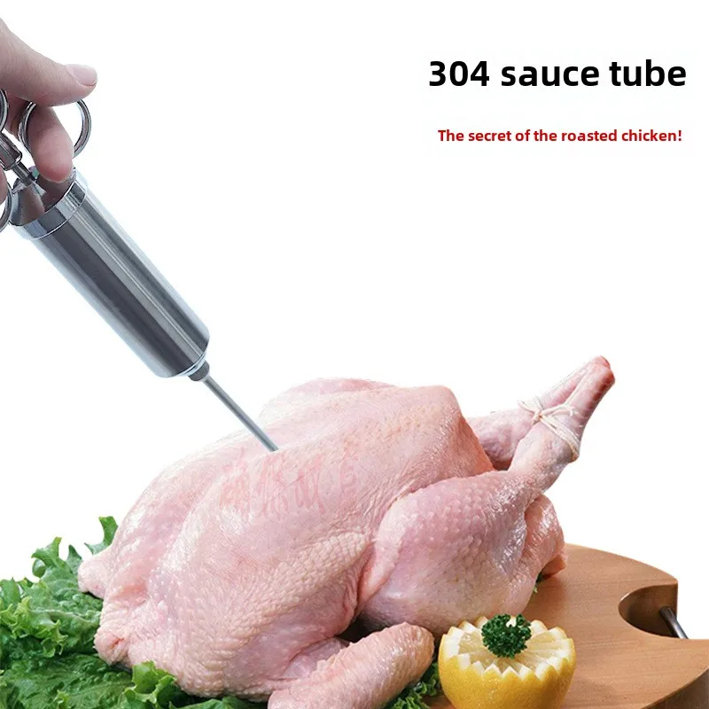 Food seasoning syringe 304 stainless steel sauce tube BBQ fish injection flavorizer Kitchen seasoning syringe